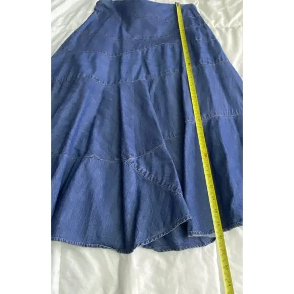 Vintage LRL Ralph Lauren Denim Sz 10 Midi Skirt Aline Patchwork Western Cottage - Picture 6 of 10